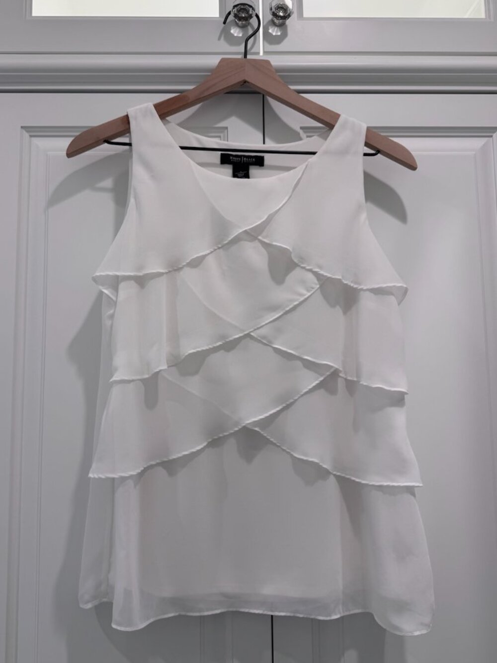 White House Black Market/WHBM White/Ecru Layered Chiffon Tank Top Blouse Size S